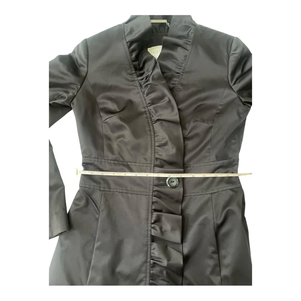 White House Black Market Black Trench Coat Size 00 - Picture 9 of 15
